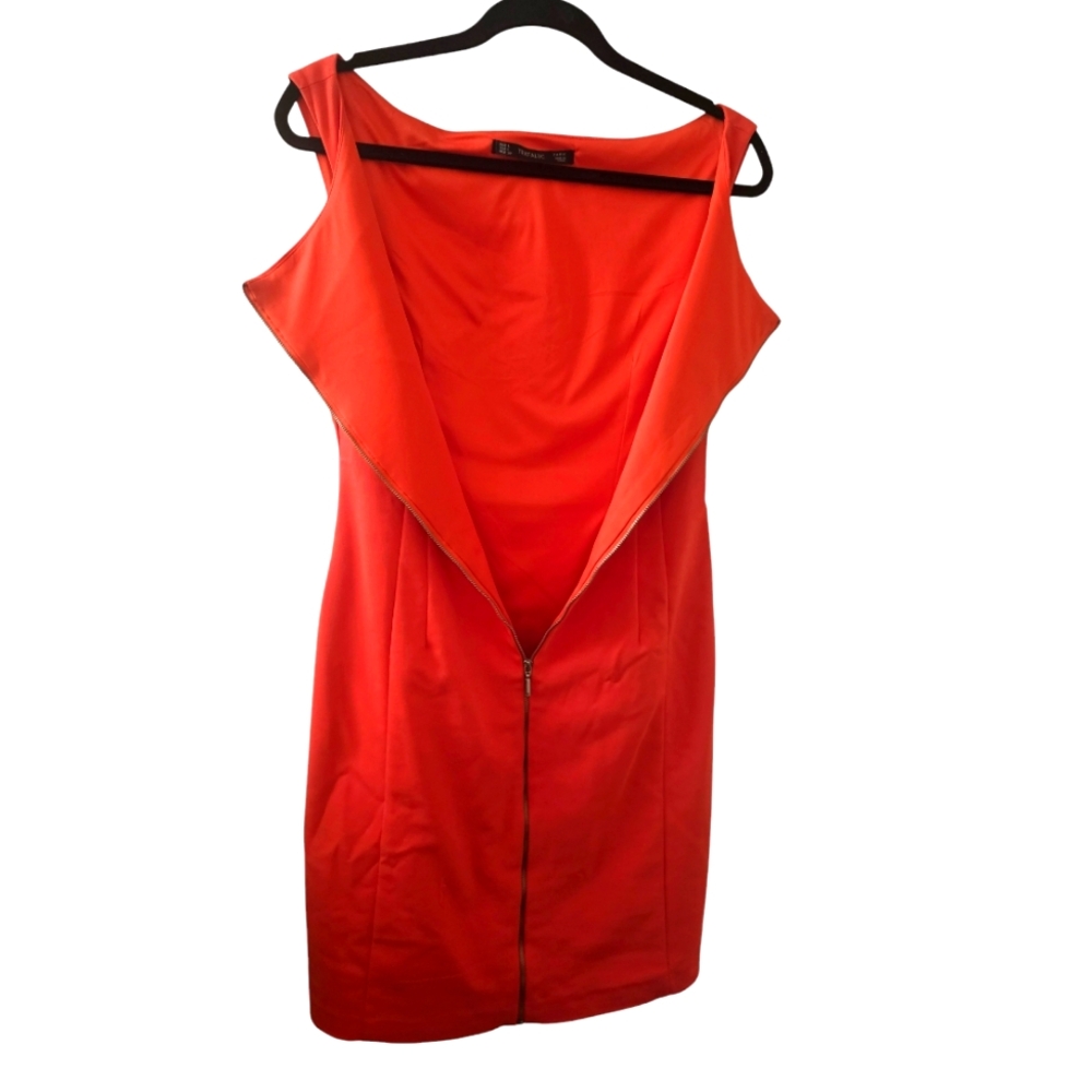 EUC | Zara Trafaluc | Coral red | Short dress | Lined | Scoop Neckline | Size: L - Picture 3 of 10